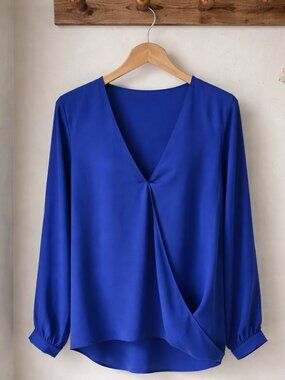 Single Los Angeles Royal Blue Wrap Blouse Size XL